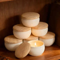 White bamboo jars Candle Galor PTY LTD