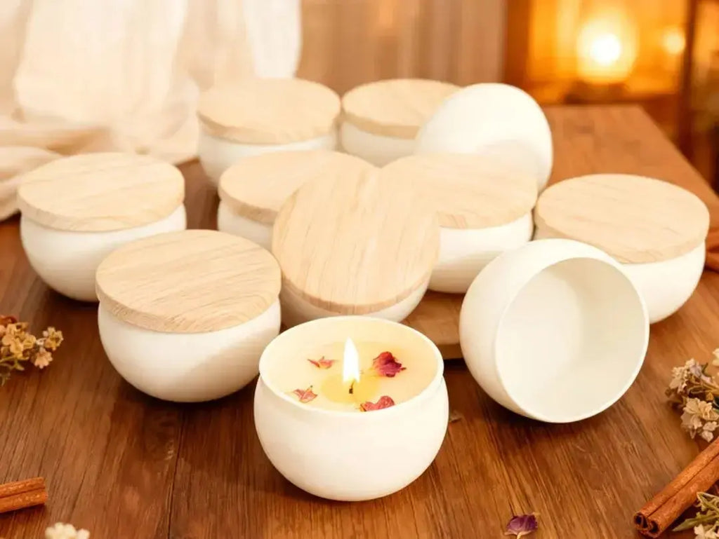 White bamboo jars Candle Galor PTY LTD